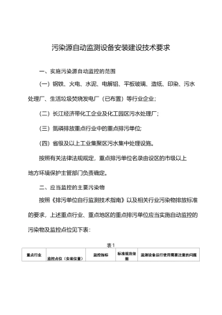污染源自动监测设备安装建设技术要求