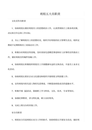 精选班组五大员职责
