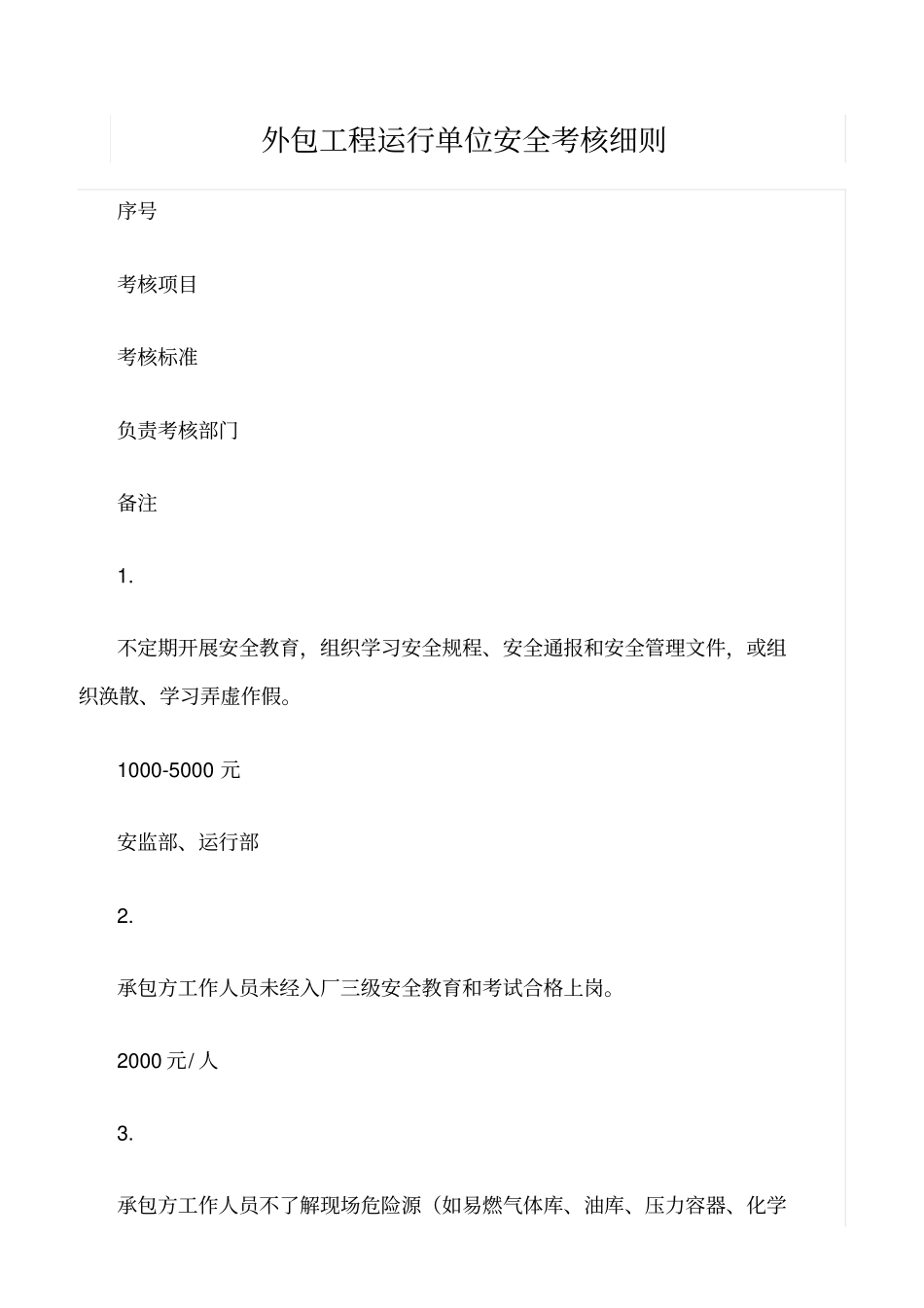 精选范文--外包工程运行单位安全考核细则_第1页