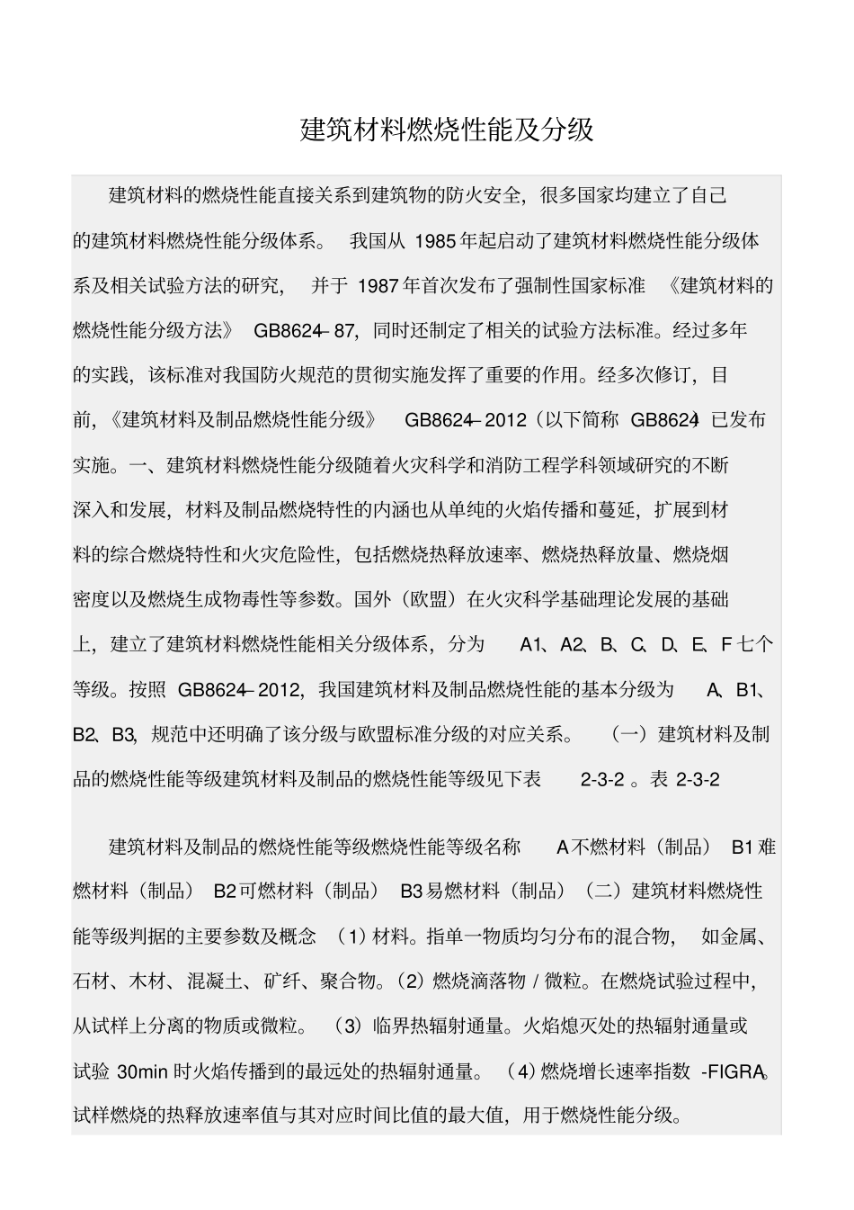 精选范文--建筑材料燃烧性能及分级_第1页