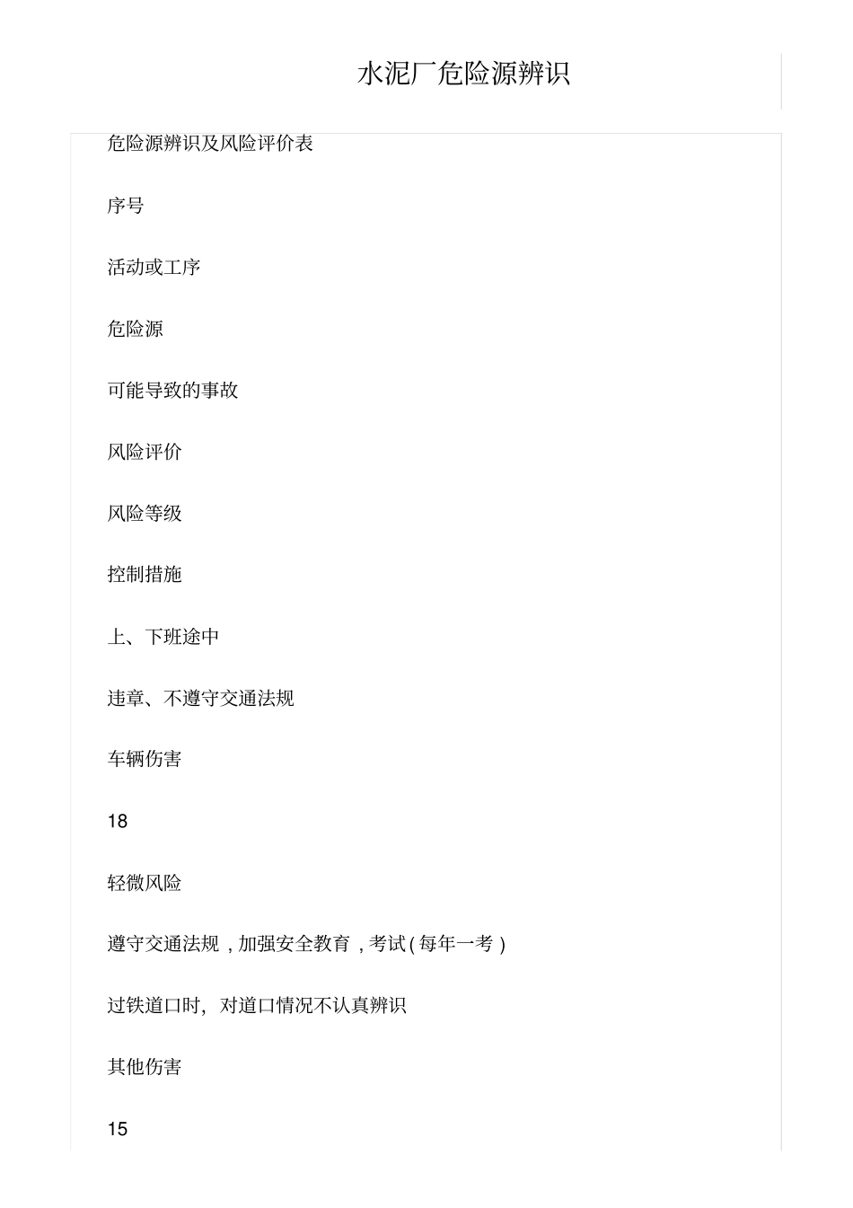 精选范文--水泥厂危险源辨识_第1页