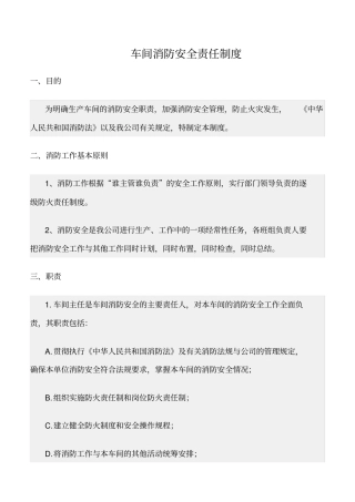 精选范文--车间消防安全责任制度