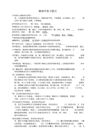 系统解剖学复习要点