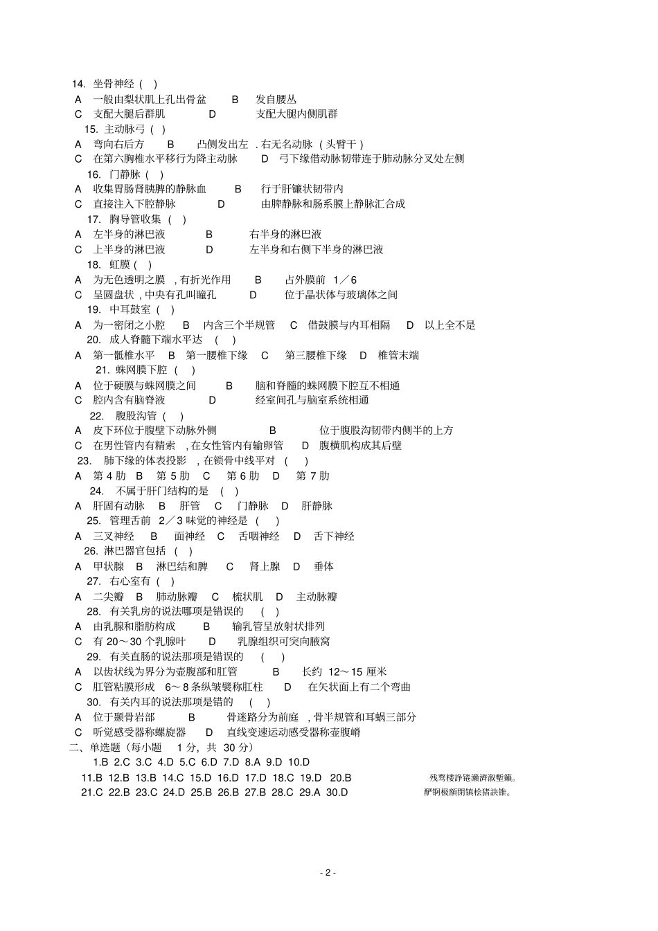 系统解剖学考试_第2页