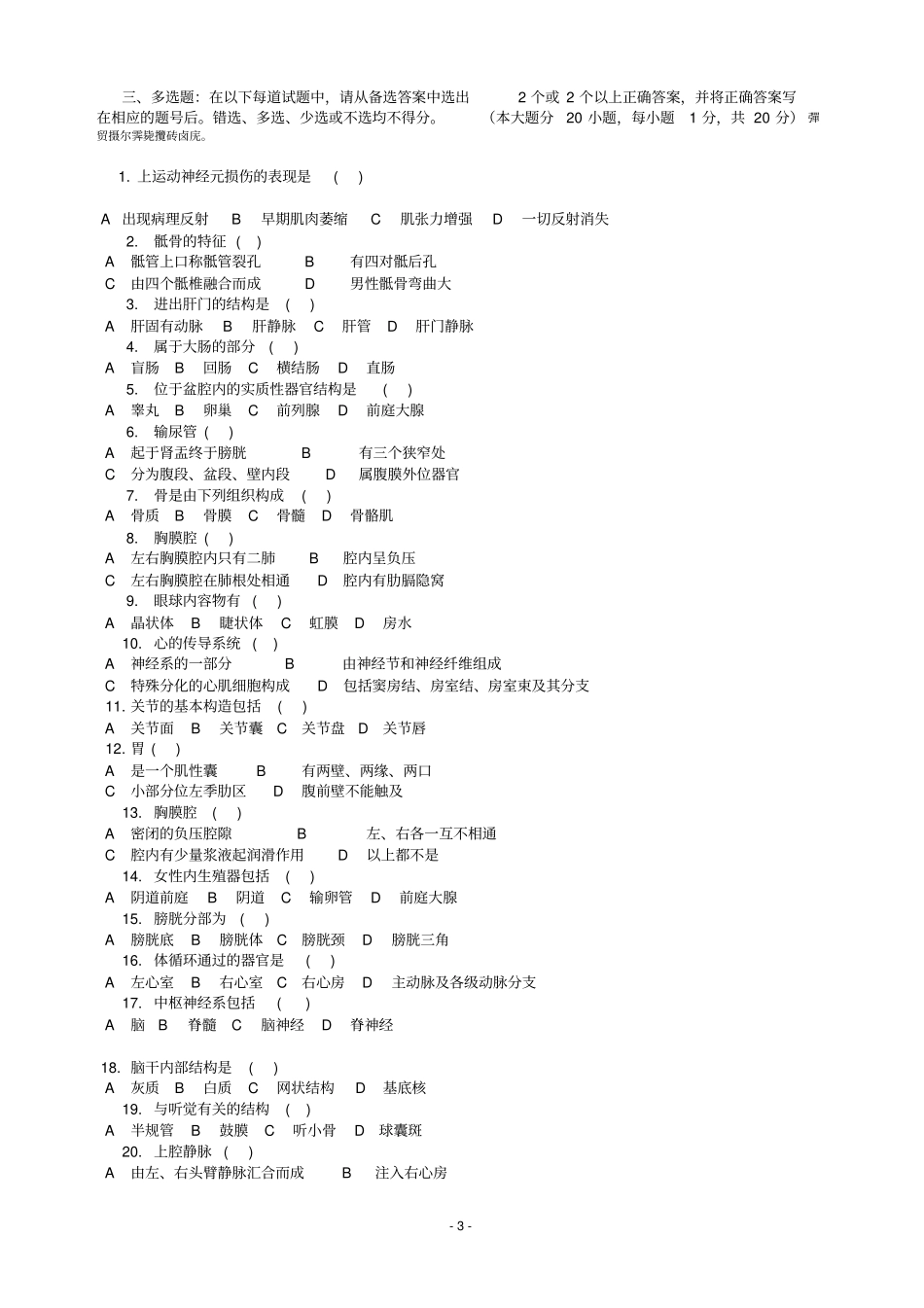 系统解剖学考试_第3页