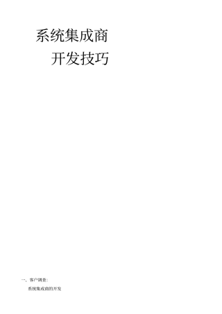 系统集成商开发技巧