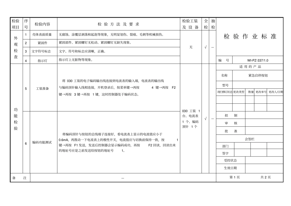 紧急启停按钮检验作业标准_第1页