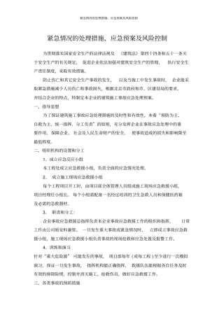紧急情况的处理措施应急预案及风险控制