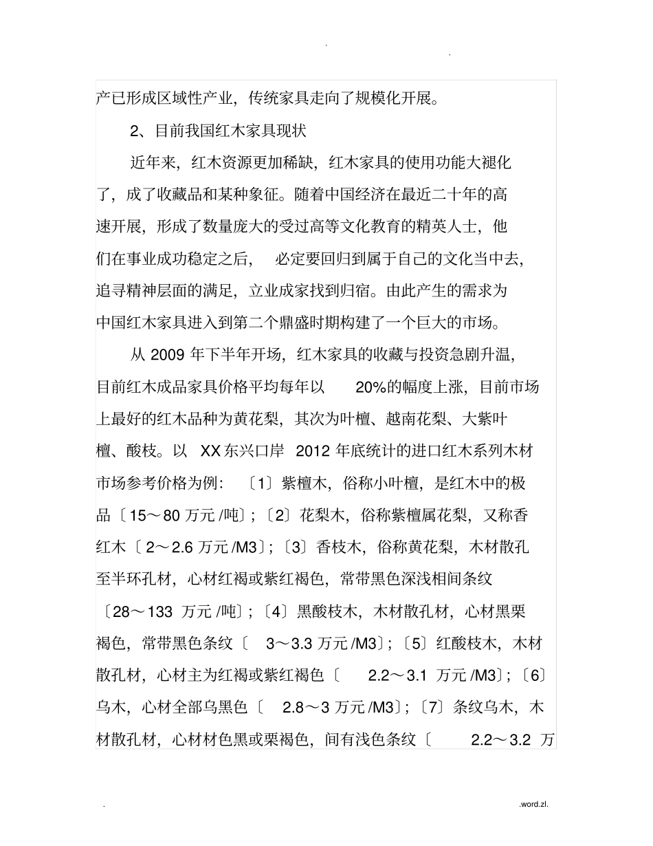 红木家具店投资项目可行性报告_第2页