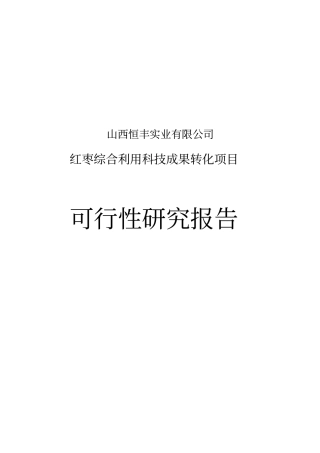 红枣综合利用科技成果转化项目可研报告新