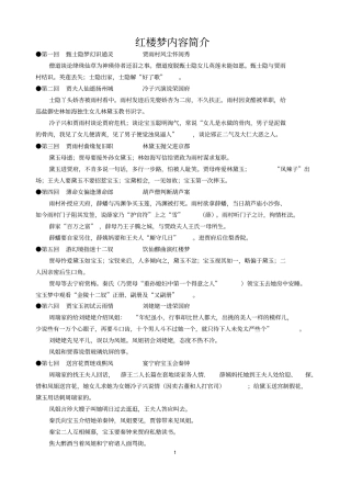 红楼梦内容简介资料