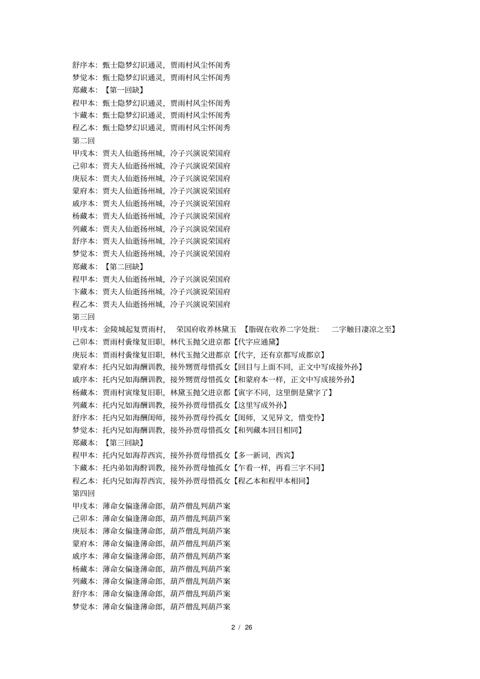 红楼梦版本及回目全录_第2页