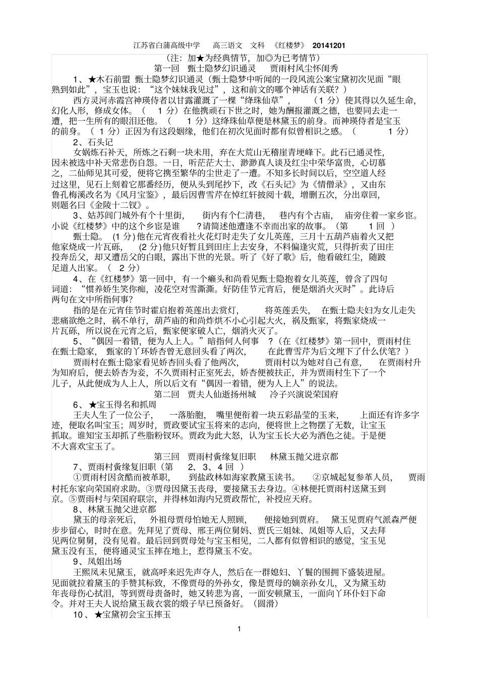 红楼梦经典情节汇总_第1页