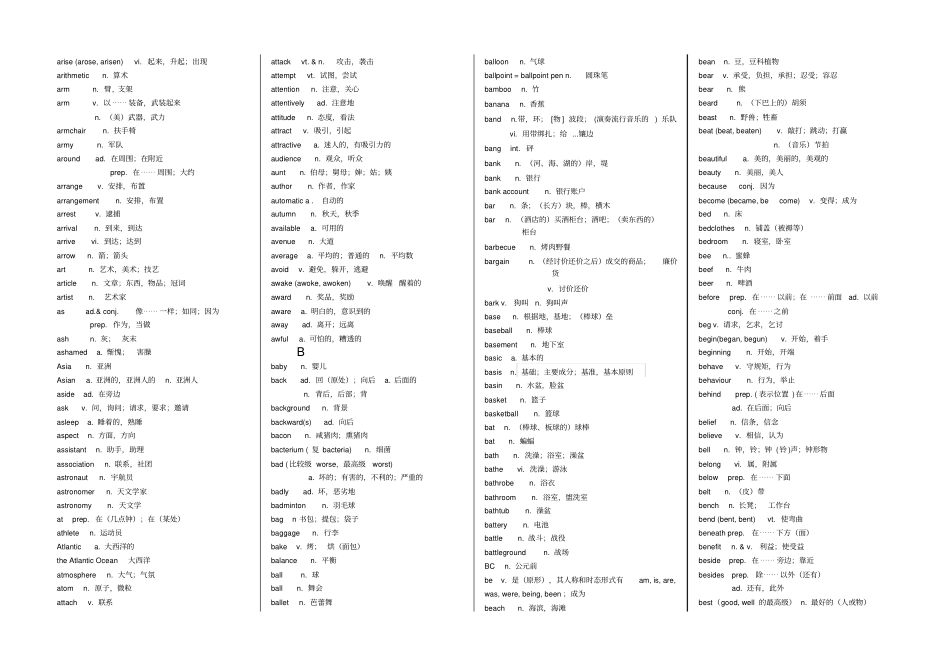 级河南普通高中学业水平考试英语词汇表_第2页