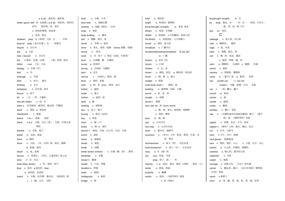 级河南普通高中学业水平考试英语词汇表_第3页