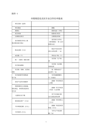 级规范化农民专业合作社申报表
