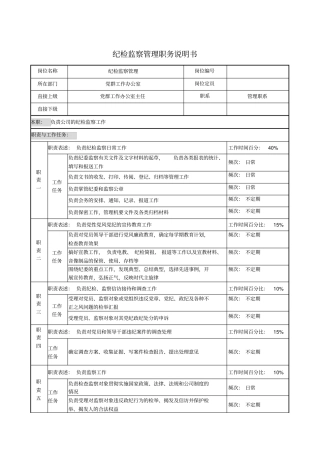 纪检监察管理职务说明书