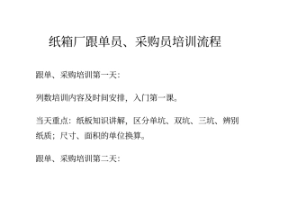 纸箱厂跟单员_采购员培训流程