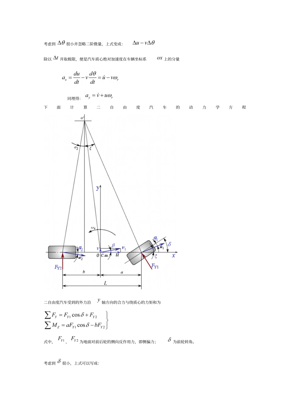 线性二自由度汽车模型的运动微分方程_第2页