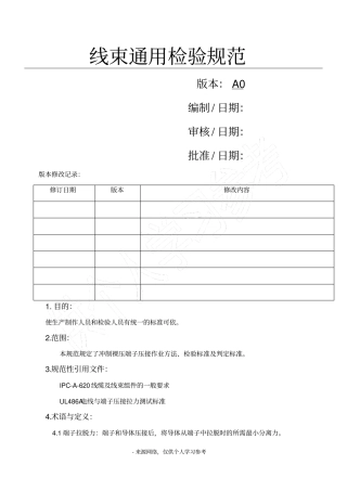 线束检验标准