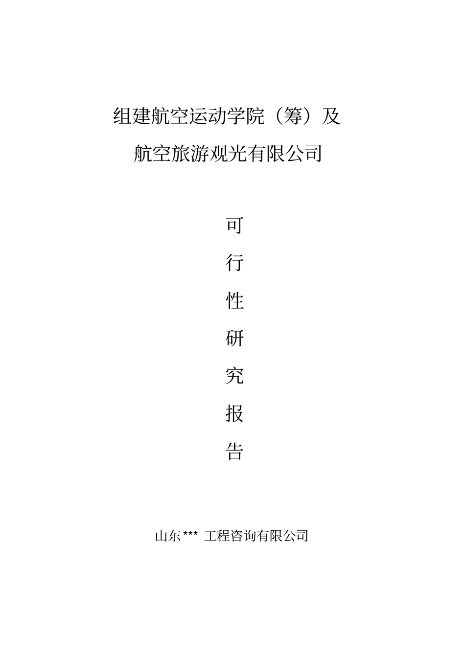 组建航空运动学院及航空旅游观光公司可行性研究报告书_第1页