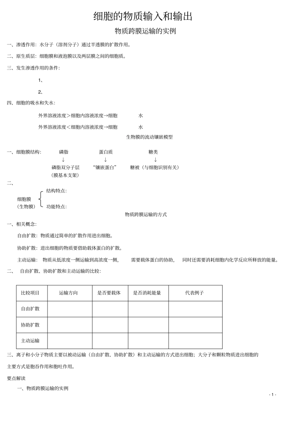 细胞的物质输入与输出_第1页