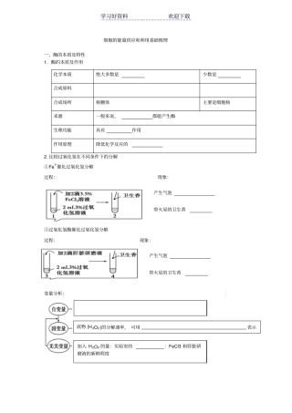 细胞的能量供应和利用知识梳理