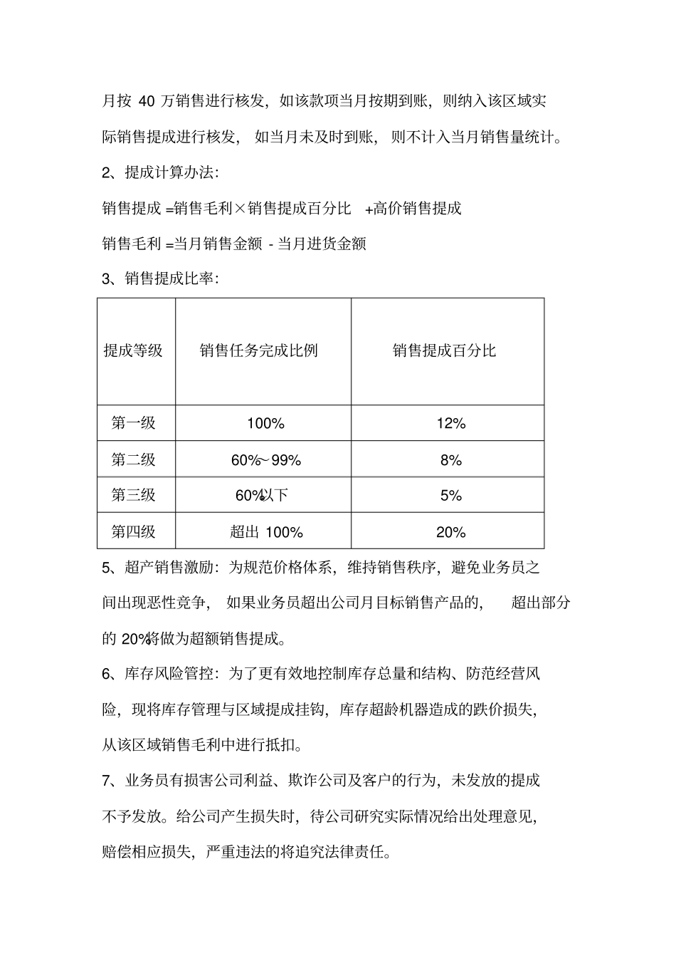 终端商务事业部销售提成及激励政策管理方案V0_第2页