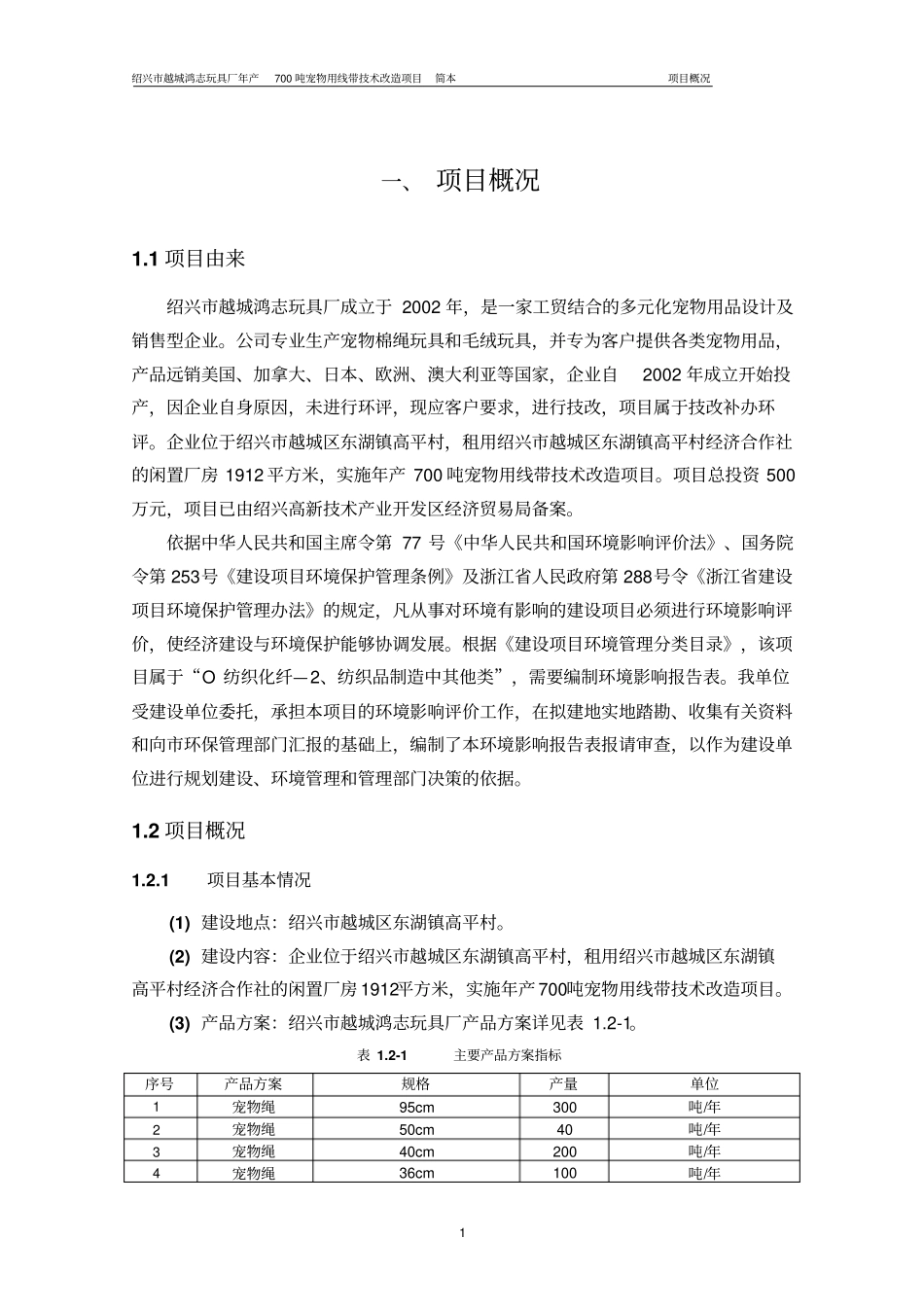绍兴越城鸿志玩具厂年产700吨宠物用线带技术改造项目立项环境评价报告表_第3页