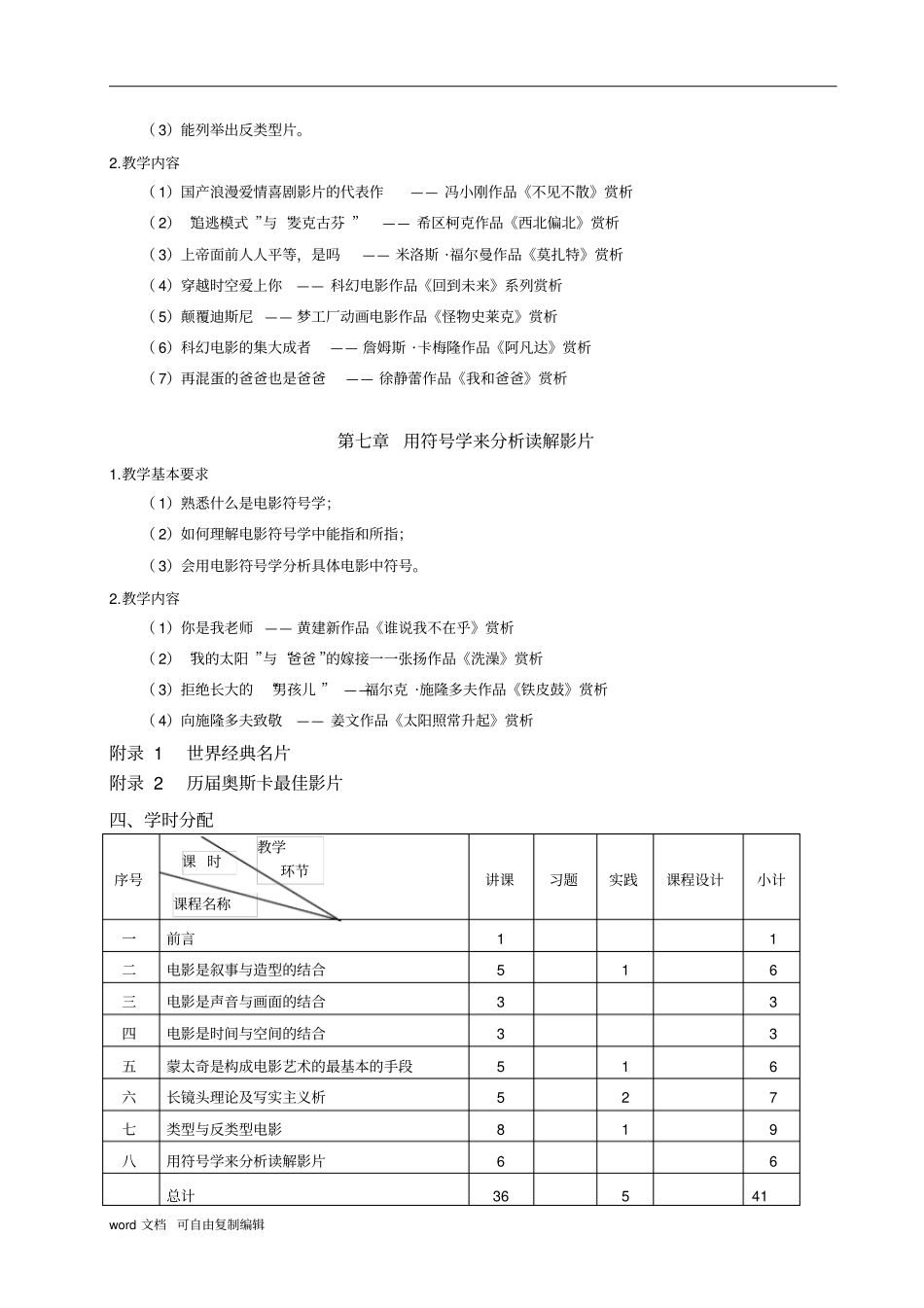 经典电影作品赏析读解教程__教学大纲_第3页