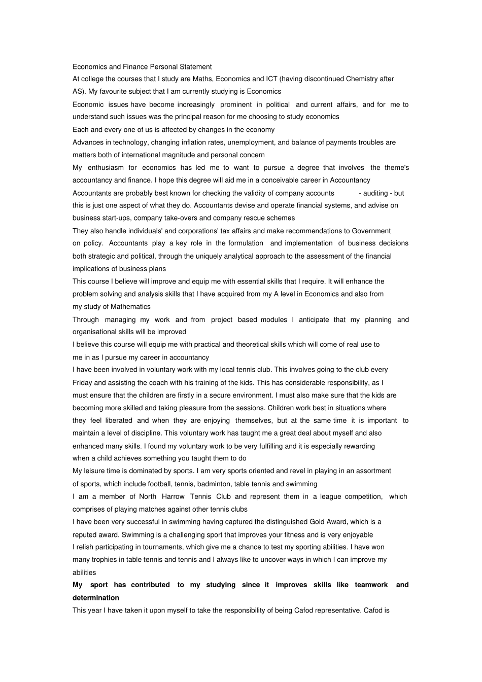 经济与金融专业的personalstatement,个人自述_第1页