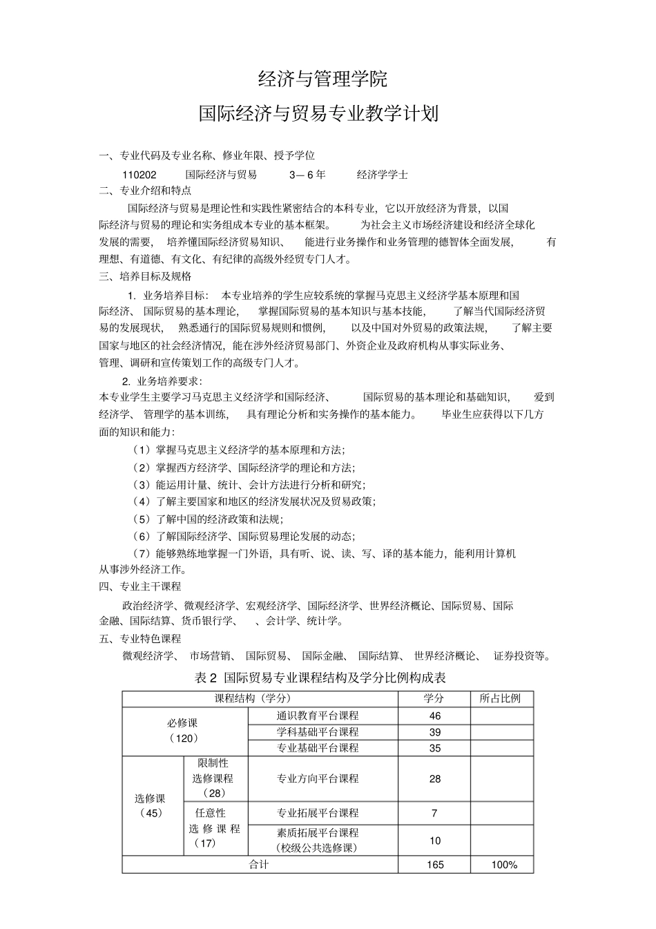 经济学专业课程设置一览表_第1页
