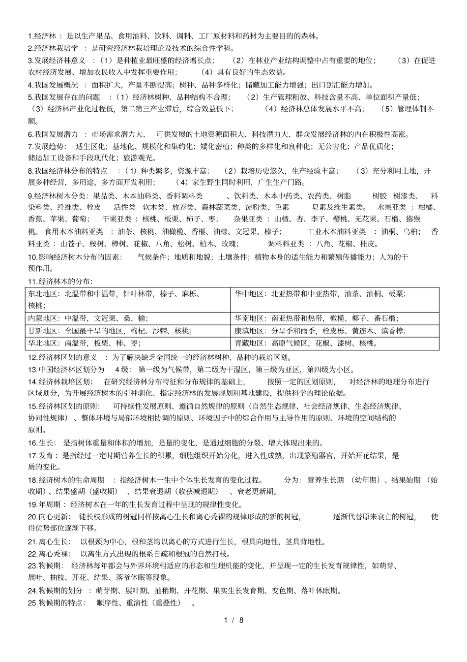 经济林栽培学期末考试复习重点_第1页