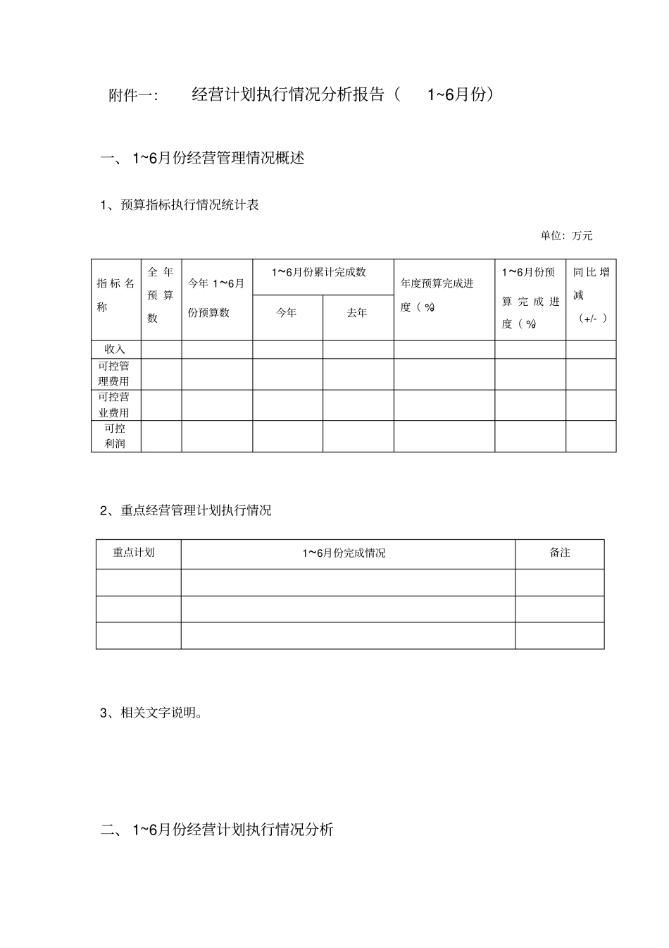 经营计划执行情况分析报告_第1页