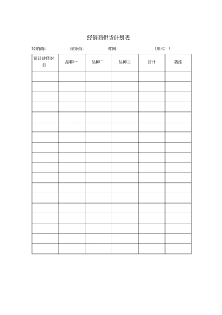 经销商供货计划表模板