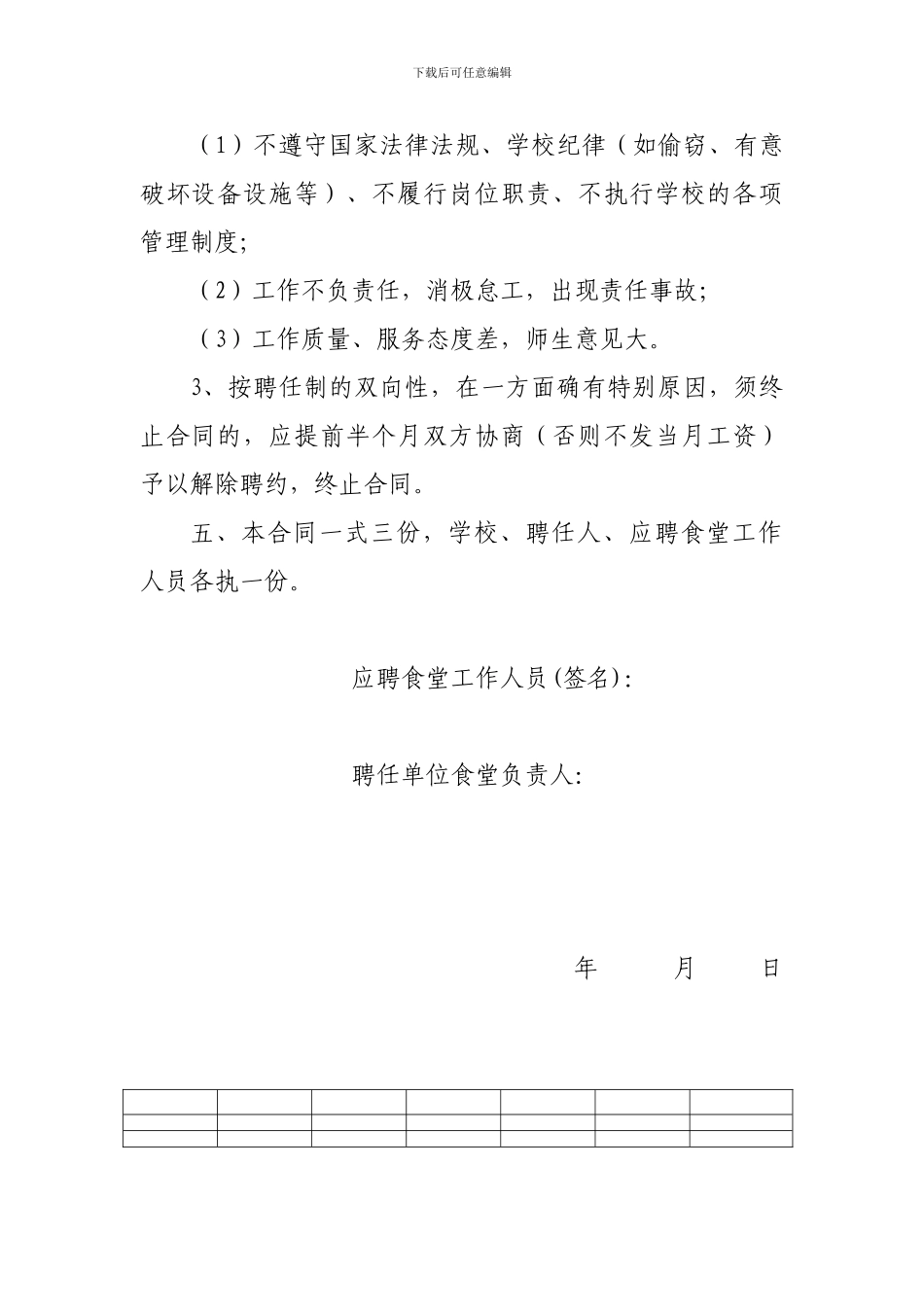 小关小学食堂工作人员聘用合同_第2页