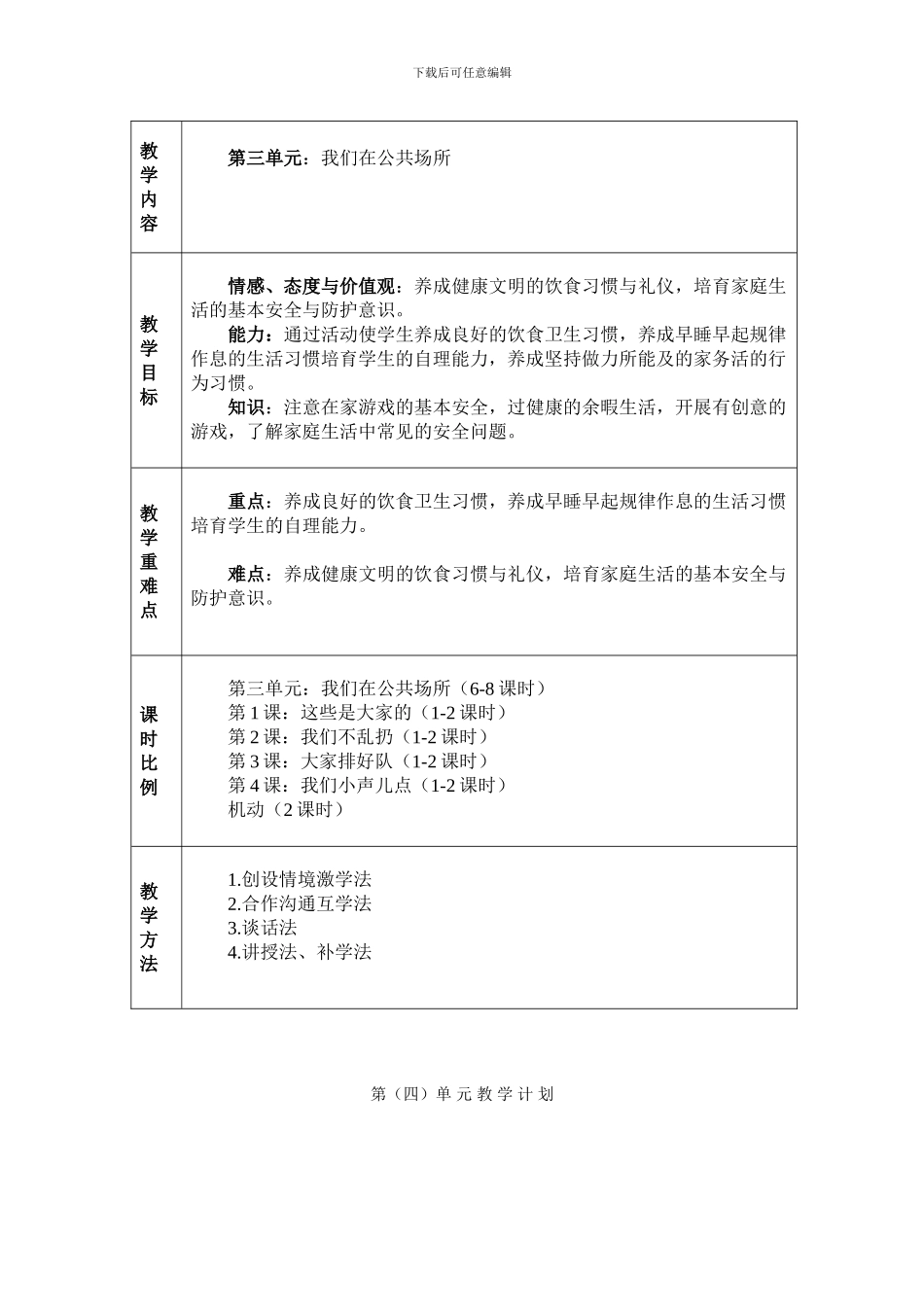 小学二年级上册《道德与法制》教学设计li_第3页