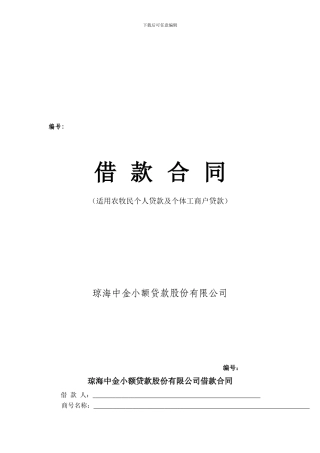小额贷款公司借款合同(个人)