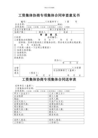 工资集体协商专项集体合同审查意见书