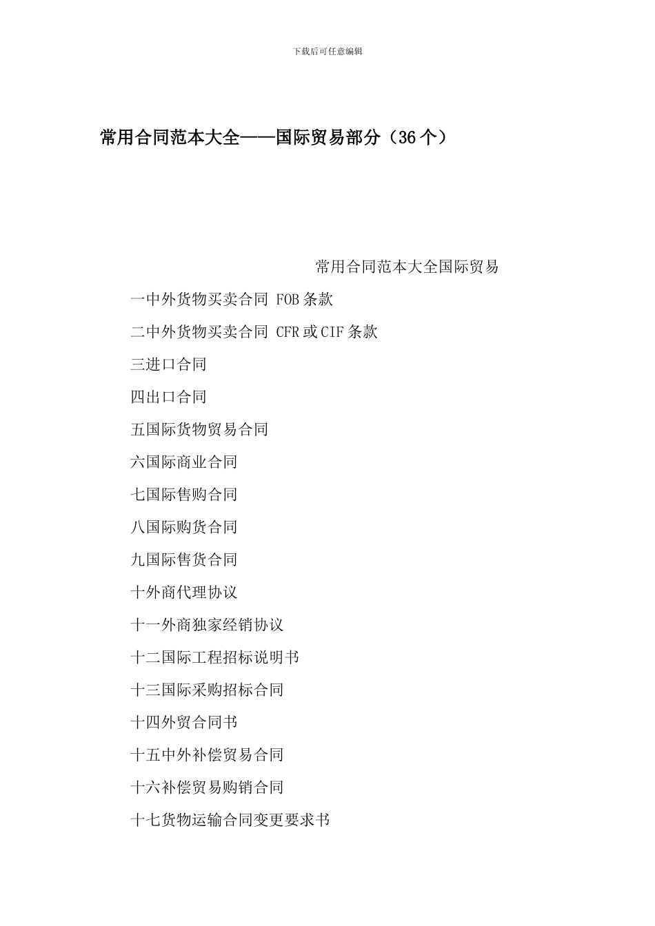 常用合同范本大全——国际贸易部分_第1页