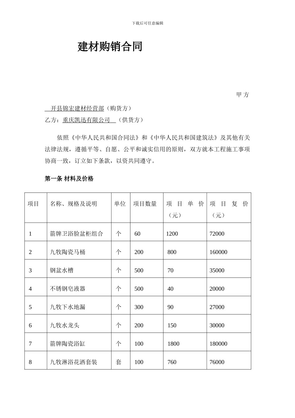 建材购销合同_第1页
