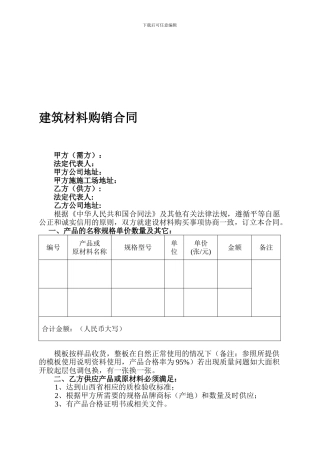 建筑材料购销合同(模板)