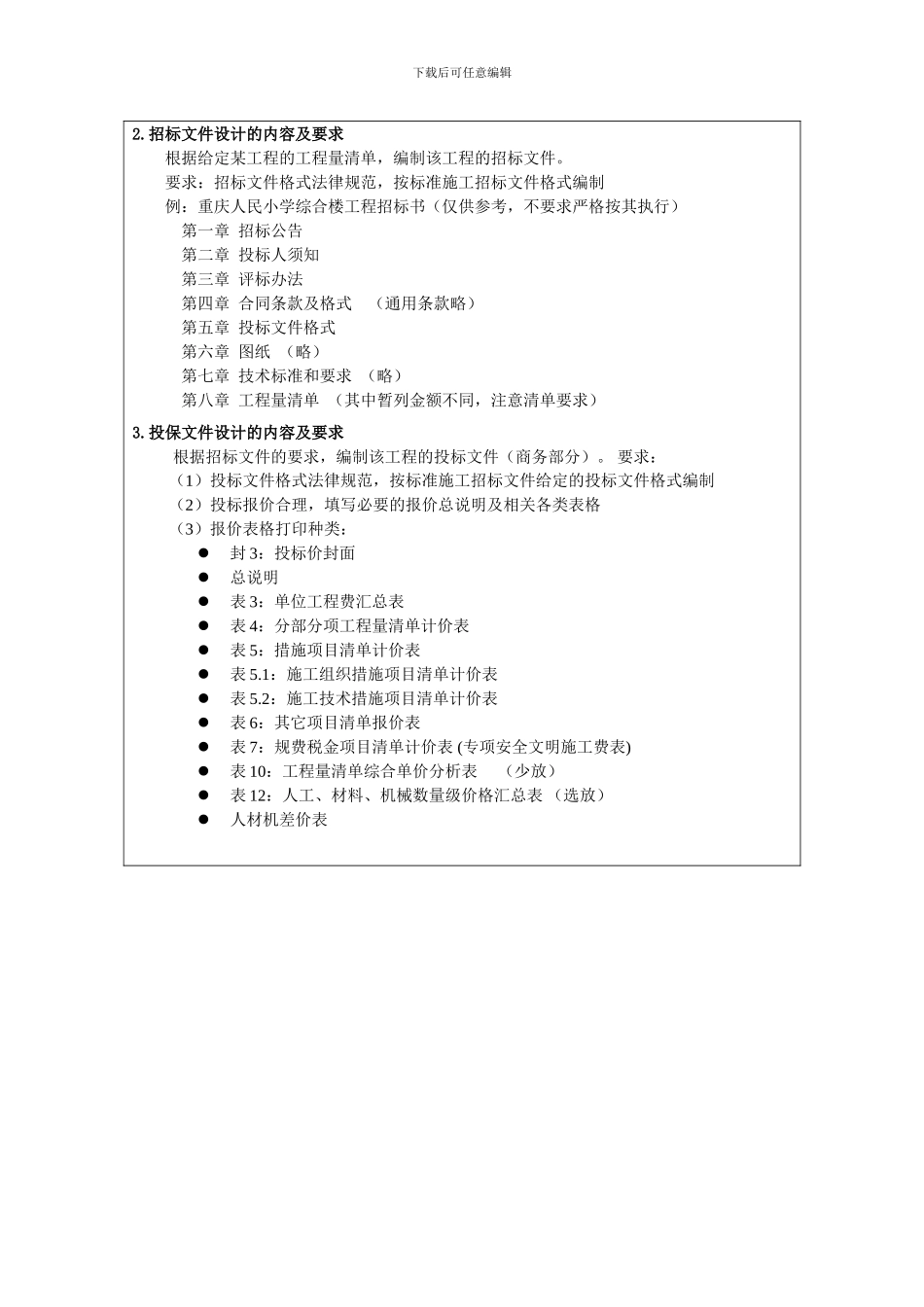 建设工程合同管理课程设计任务书_第3页