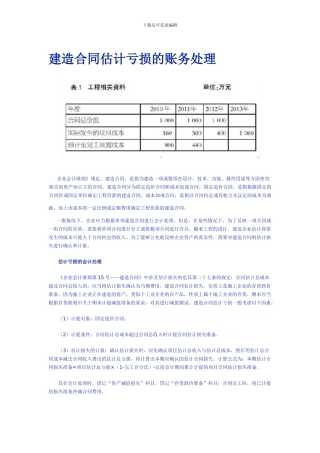 建造合同预计亏损的账务处理