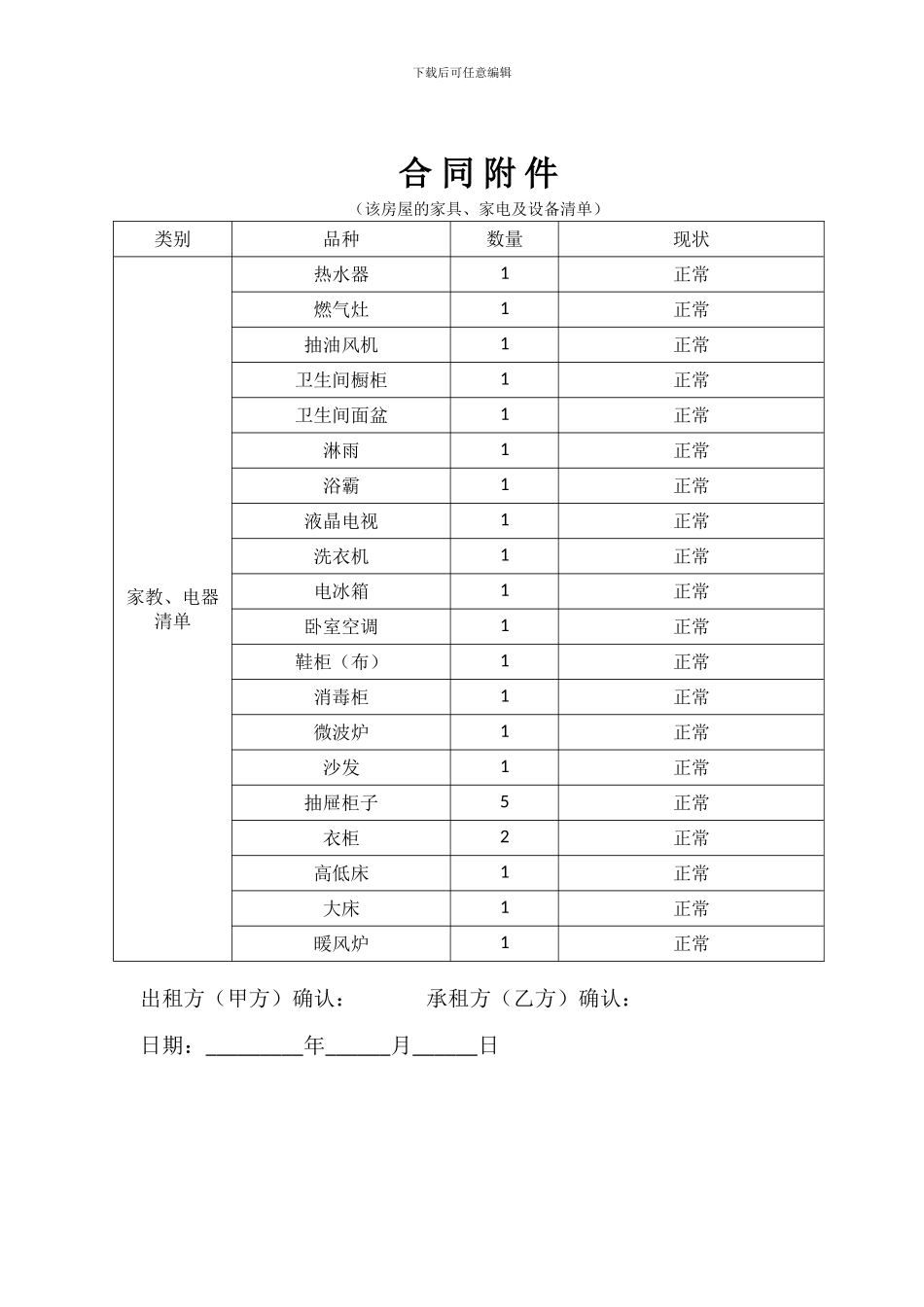 房屋租赁合同(含家具详细附件)_第3页