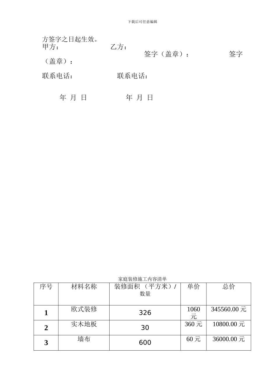 房屋装修合同书及其清单_第2页