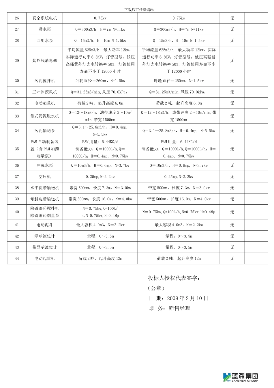 技术、商务、合同条款偏离表_第3页