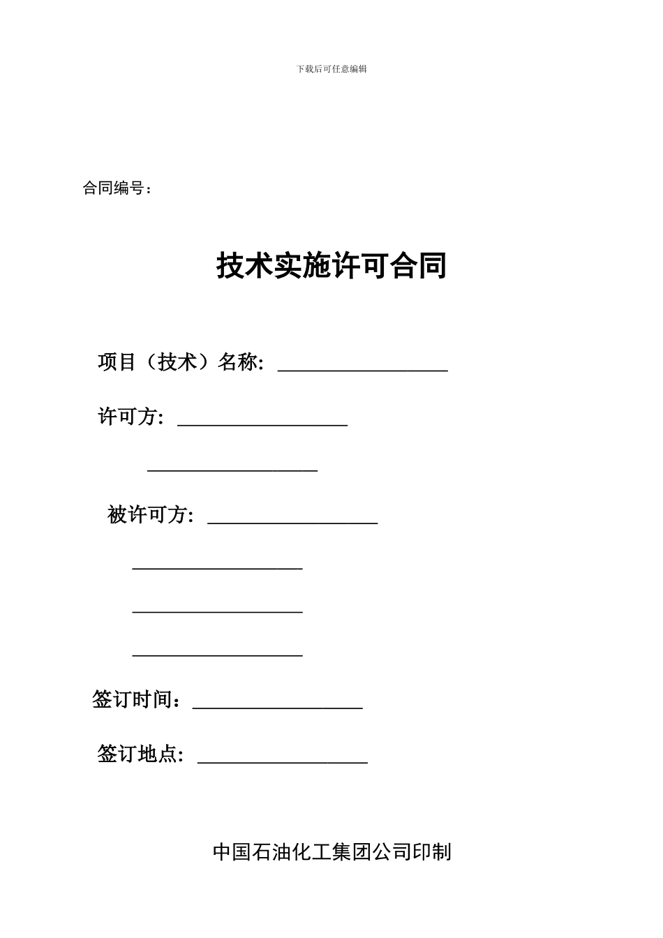 技术实施许可合同_第1页