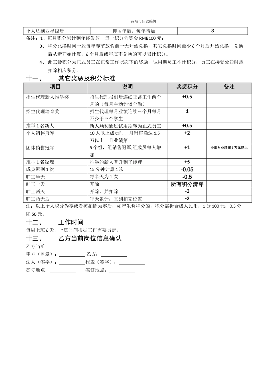 招生组员待遇及提成协议2024年_第3页