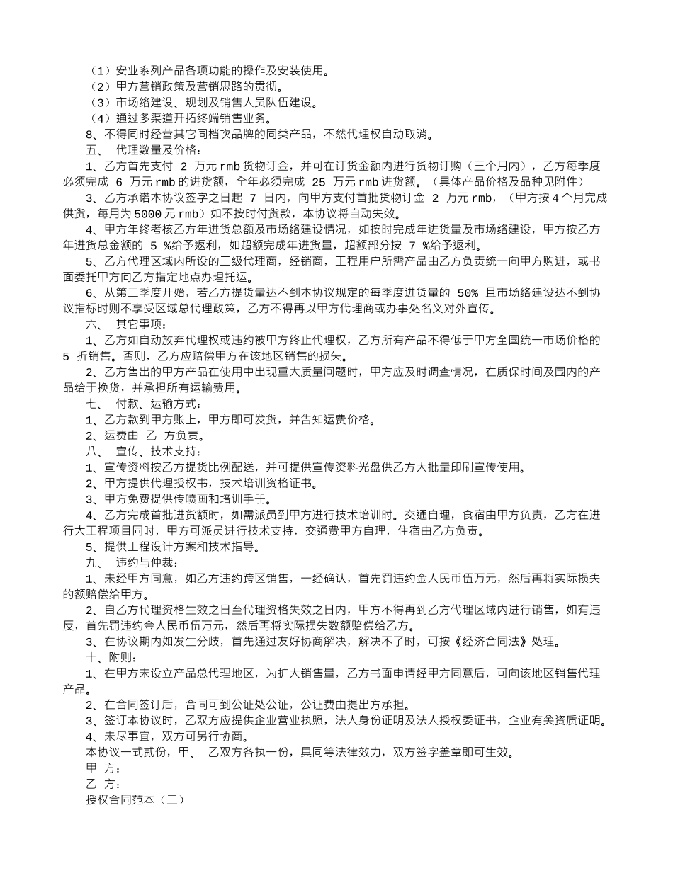 授权合同范本_第2页